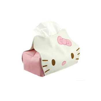 

Hello Kitty PU Leather Tissue Cover Tissue Box Table Decoration Tissue Pumping Napkin Holder Suit For Car