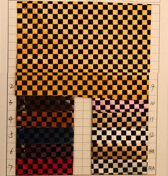 

factory wholesale leather material Flocking plaid synthetic PU leather/ waterproof decoration leather fabric