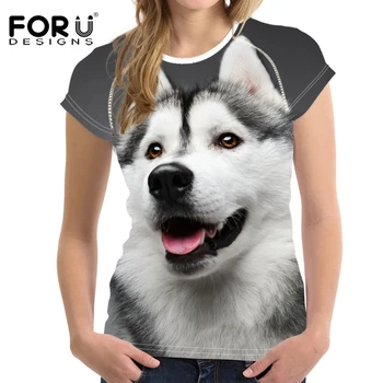 

FORUDESIGNS Grey Printing 3D Animal Husky Wild Wolf T Shirt Personalized Summer Short Sleeve Funny Art T-shirt Tees Casual XXL
