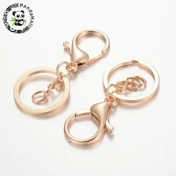 

Iron Key Clasps with Alloy Lobster Claw Clasps and Swivel Clasps KC Gold 66mm