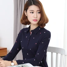 Baharcelin 4XL, большой размер, Осень-зима, длинный рукав, рубашка поло, топы, футболки, женские, для девушек, с отложным воротником, повседневные, с принтом, хлопковые топы