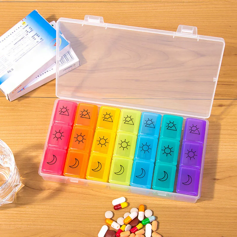 Newly Pill Storage Box Medicine Case 7 Day Organizer 21 Compartments 3 Times For Travel JLRD 2018 | Красота и здоровье