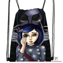 Пользовательские coraline_by_edgarto походная сумка на шнурке милый рюкзак для детей(черная спинка) 31x40 см# 180612-03-Coraline