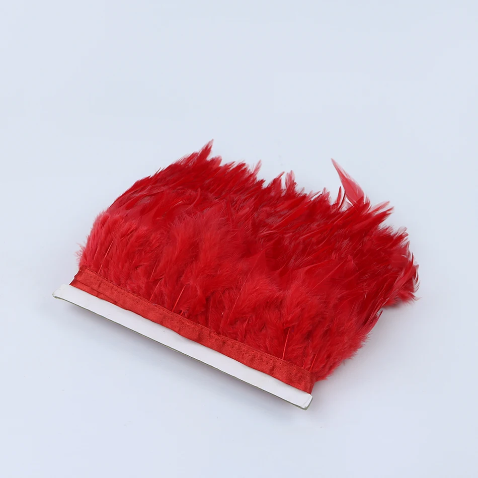 3 red rooster saddle feather trims 2