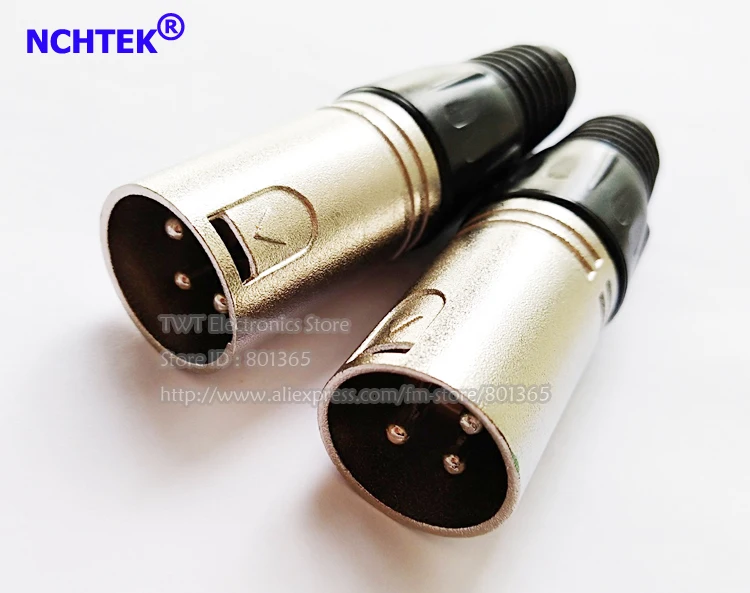 

NCHTEK Microphone 3Pin Plug Speaker XLR Connector 3Pin Plug Male XLR Patch Snake Cable MIC Plug Black/Free shipping/10PCS