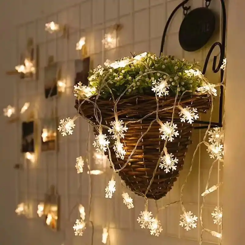 Detail Feedback Questions About Xmas Lights Led Snowflake For Xmas Lights Led Snowflake For Holiday Wedding 5m 10m Battery Plug String Garland