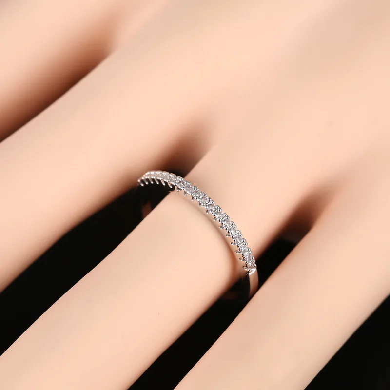 MOROW Fashion Classic AAA Zircon Finger Rings Dainty Plated White Gold Simple Metal Ring for Women Jewelry Christmas Gift Hot (10)