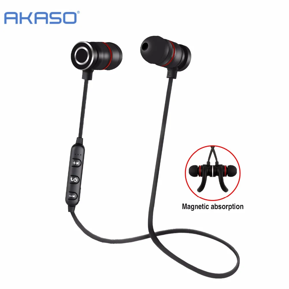 

AKASO V4.2 Sport Wireless Bluetooth Headphone Earphone Headset With Microph adsorbable magnet Non-slip For Outdoor Ear Phone