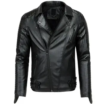 

New Men Leather Suede Jacket Fashion winter Motorcycle PU Leather Male Autumn Bomber Jackets Outerwear Faux Leather Coat L-3XL