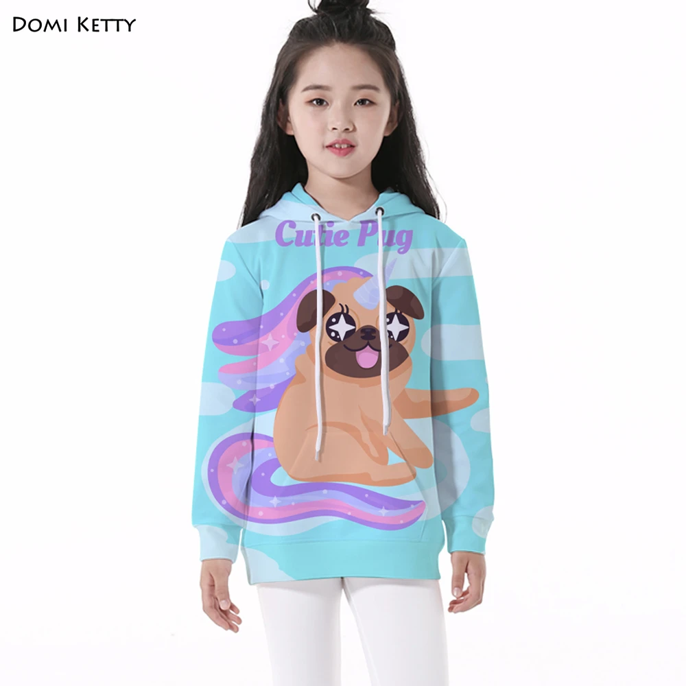 

Domi Ketty girls boys hoodies cute pug letters children casual long sleeve sweatshirts print cartoon kids baby pullover clothing
