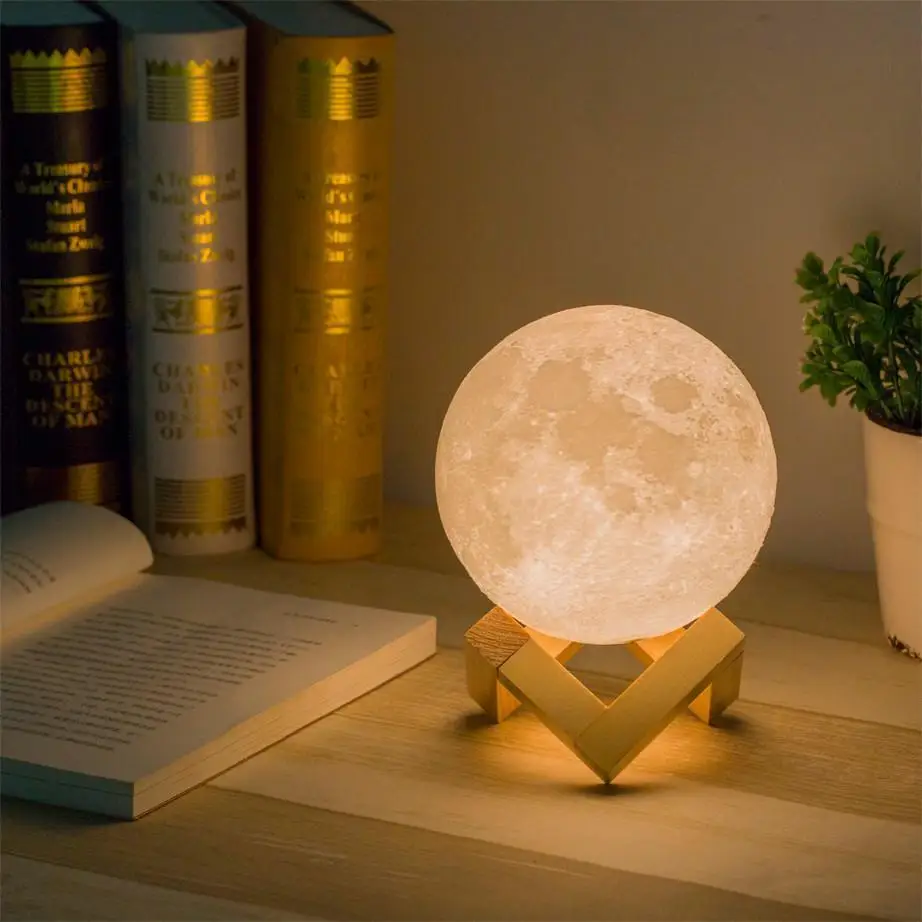 Перезаряжаемая USB 3D лампа с изображением Луны, 2 цвета, сенсорный выключатель, красивый светильник с Луной для спальни, домашний декор, шар, подарок, Прямая поставка