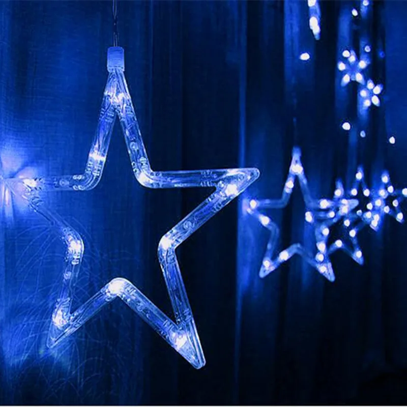 ECLH AC110V or 220V Holiday Lighting LED Fairy Star Curtain String luminarias Garland Decoration Christmas Wedding Light 2M ECLH AC110V or 220V Holiday Lighting LED Fairy Star Curtain String luminarias Garland Decoration Christmas Wedding Light 2M