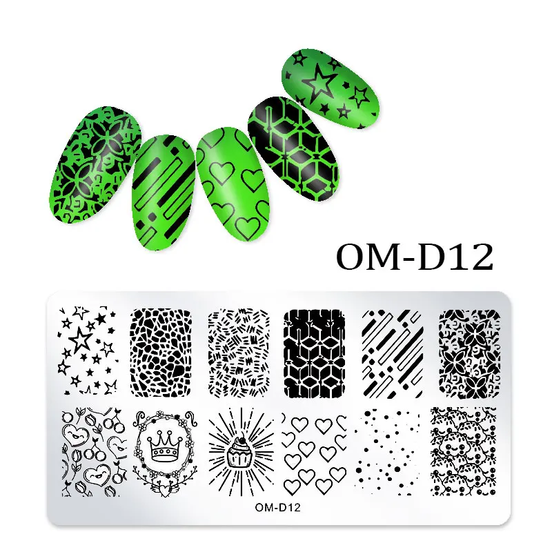 1Pc Nail Stamping Plates Lace Flower Animal Geometry Pattern Nail Art Stamp Stamping Template Image Plate Stencil Manicure Tools - Цвет: OM-D12