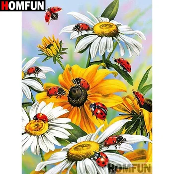 

HOMFUN 5D Diamond Pattern Rhinestone Needlework Diy Diamond Painting Cross Stitch "Flower butterfly" Diamond Embroidery A20284