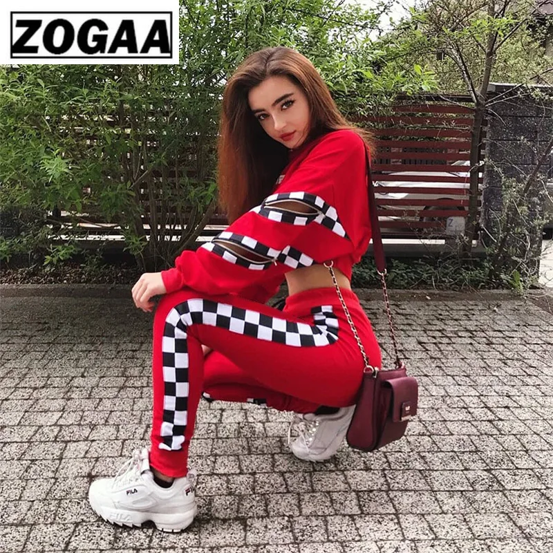 

Spring Autumn 2 Pieces Women's Suits for Joggers Tops and Pants Leisure Sports Suit Brilliant Cracked Zipper Street Ladies Set