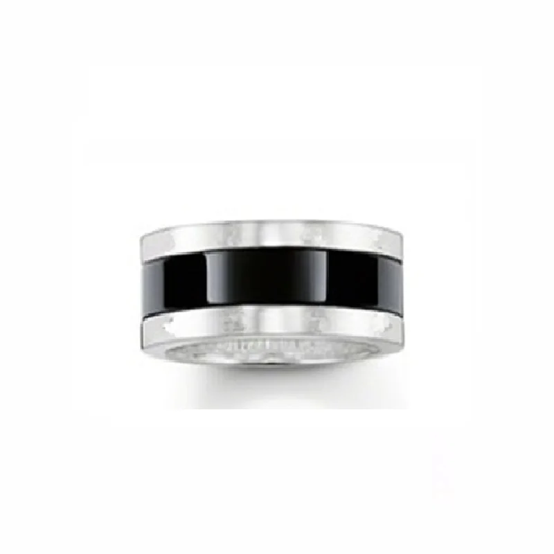 

2018 Silver Plated Black Ceramic Rings, European Most Fashion Glam Fashion Bijoux Ring Jewelry Love Romantic Ring Gift for Women
