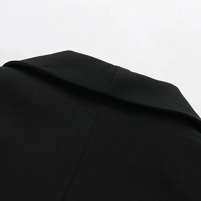 JuneLove женские длинные блейзеры с длинным рукавом винтажные двубортные Женские блейзеры Повседневные женские черные блейзеры официальная длинная верхняя одежда