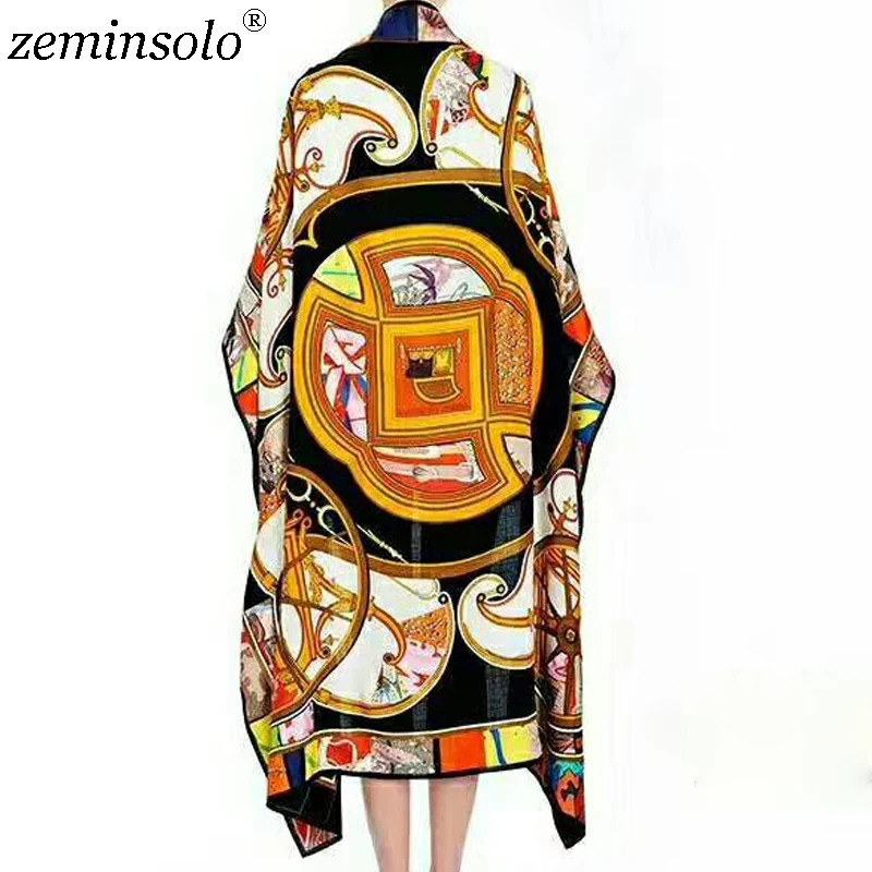 Zeminsolo шелковый шарф женские Большие шали палантины с принтом квадратные шарфы Echarpes Платки женские 130*130 см