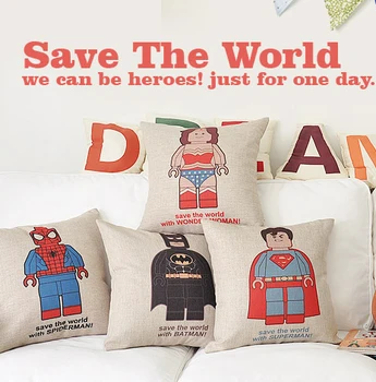

superman/batman/spider men Pillow ,Hero funny Cartoon Cushion ,Linen pillowcase, cushions Home Decor Sofa pillows