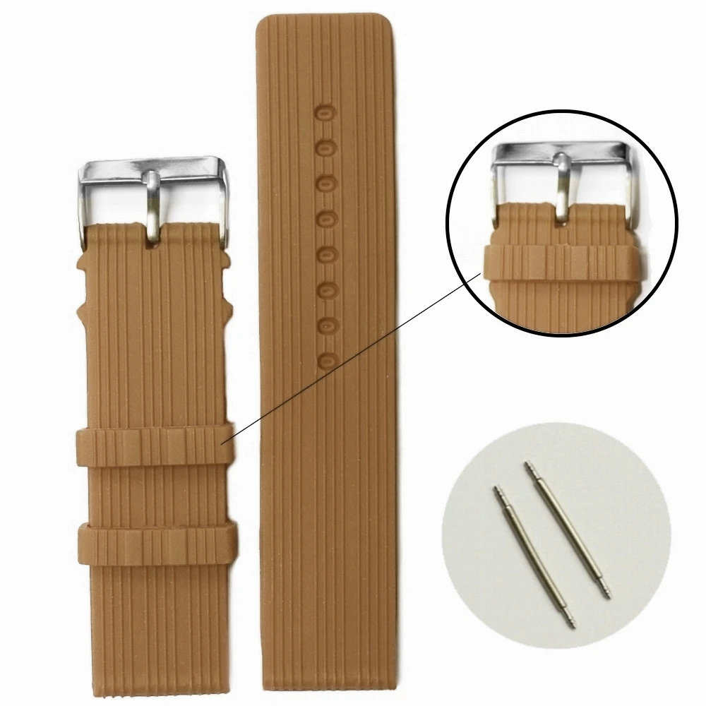 

24mm Coffee Brown Silicone Jelly Rubber Ladies Men Watch Band Straps WB1071U24JB