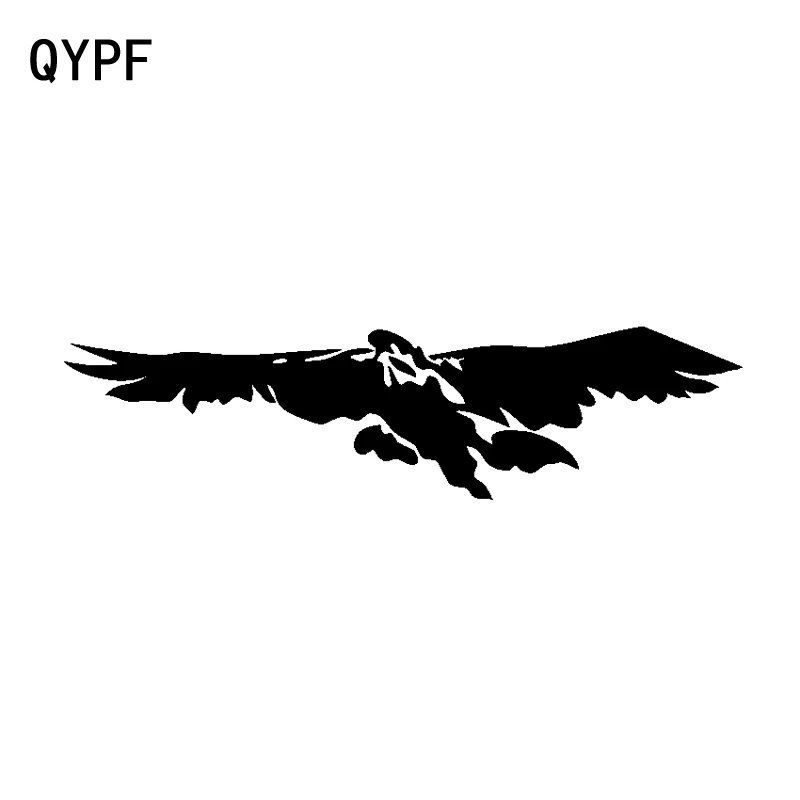 

QYPF 19.7CM*5CM Car Flying Eagle Animal Fashion Black/Silver Vinyl Sticker Exquisite Decal Accessories C15-0907