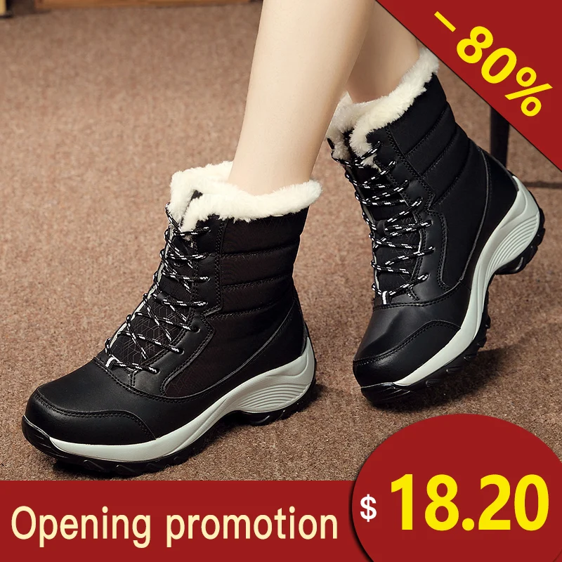 

Big Size Winter boots women warm Snow Boots Winter Women Keep warm Shoes Female Mid-Calf Platform Boots 2018 Woman Shoes F249