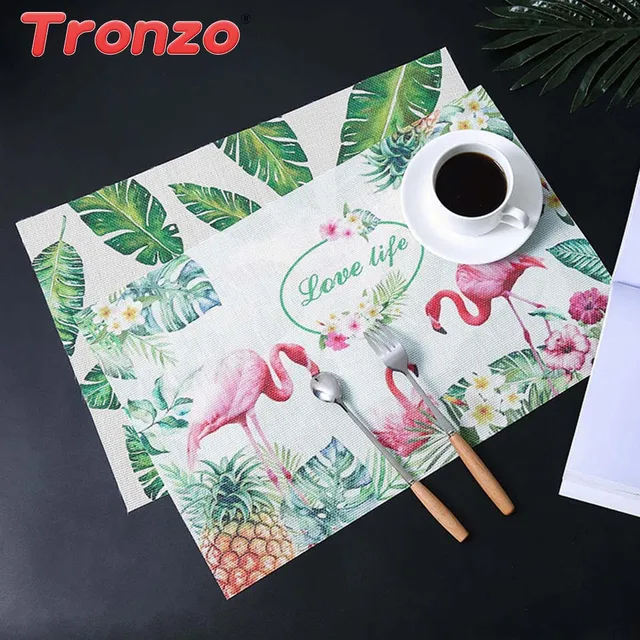 Tronzo Flamingo Pvc Table Pad Decoration Party 45x30cm Tronzo Flamingo Pvc Table Pad Decoration Party 45x30cm Leaves Flower Pads For Dining