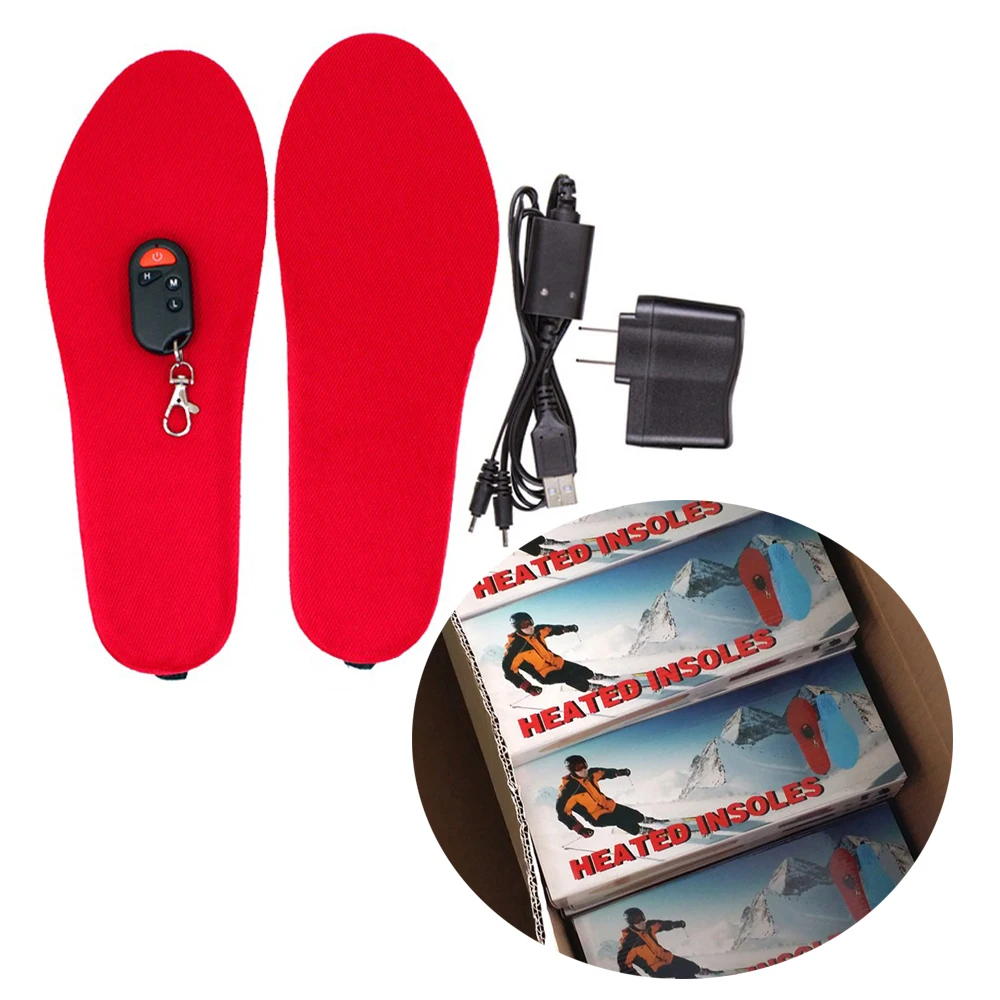 [Promotion] Winter Warm Electric Heated Insoles with Remote Control 1800mAh Battery Heating Shoe Insoles Pads For Skiing/Camping