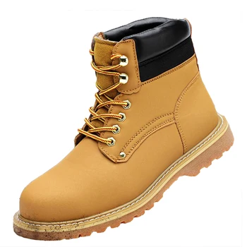 

British fashion men big size breathable steel toe caps working safety shoes genuine leather tooling security ankle autumn boots