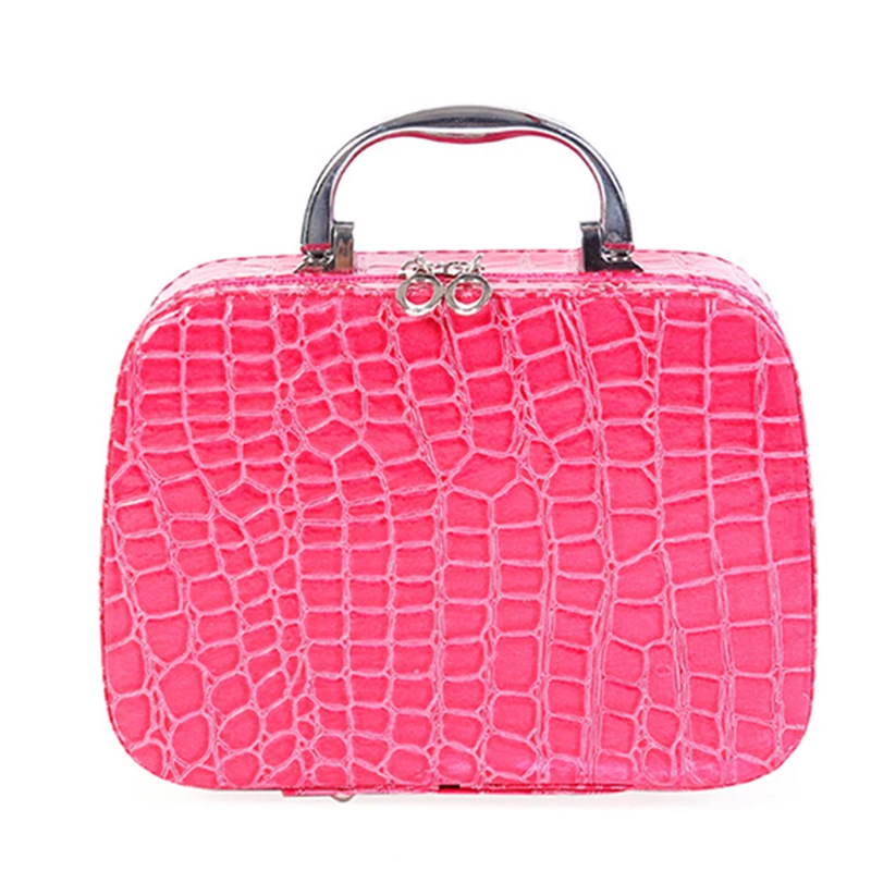 Small Mini Alligator Cosmetic Cases Beauty Case Bag Lockable Jewelry Box Travel Toiletry Suitcase | Багаж и сумки