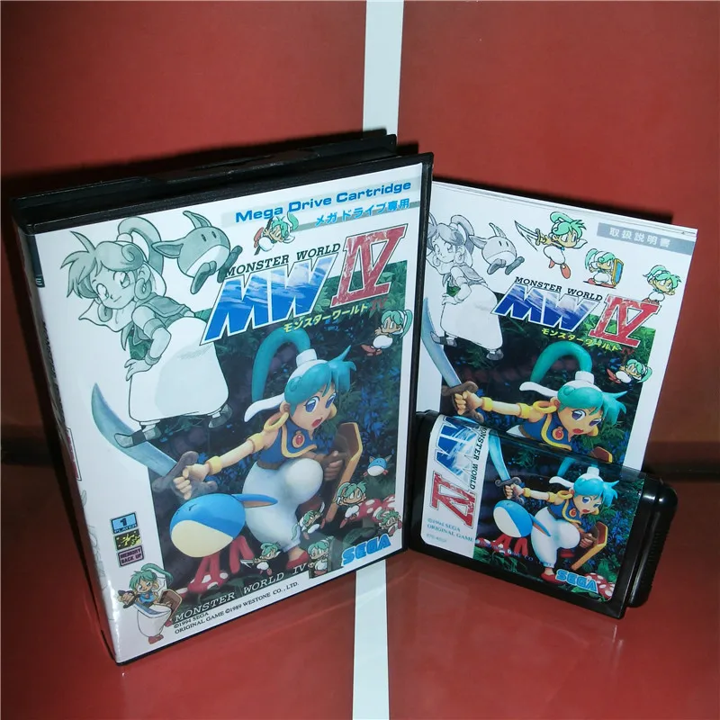 Monster World MW IV Япония крышка с коробкой и руководство для MD MegaDrive Genesis Видео игровой консоли 16 бит MD карты