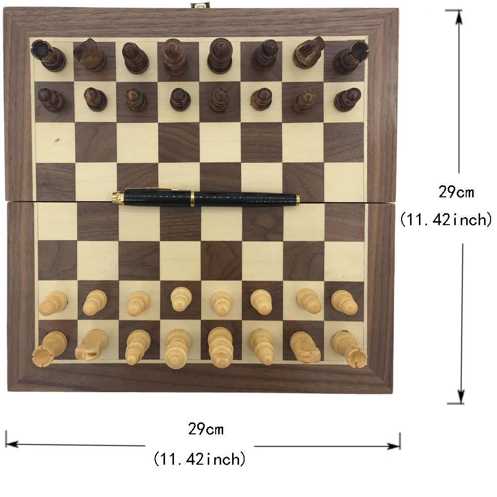 Шахматы Деревянные Складные и магнитные коробка для платы Размер 29 см x 29 см шахматные фигуры деревянные Большие шахматные настольные игры подарки для мужчин