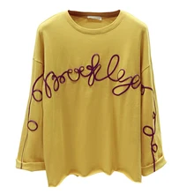 Blusas feminina весна осень зима Новая корейская модная женская Свободная тонкая футболка с длинными рукавами и принтом букв Женская Y1561