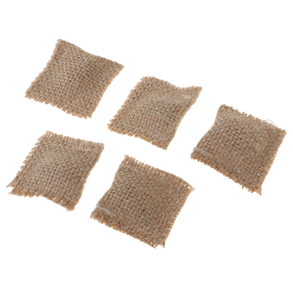 5 Pieces Handmade 1/12 Dollhouse Miniature Sofa Chair Accessories Hessian Cloth Cushions Pillow