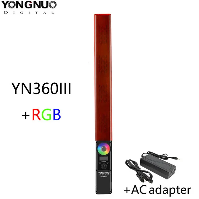 YONGNUO YN360 III YN360III Handheld LED Video Light Touch Adjusting Bi-colo 3200k to 5500k RGB Color Temperature with Remote - Color: Red