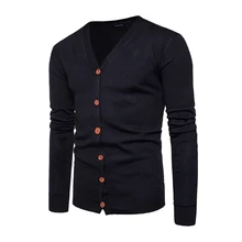 Мужской свитер, Повседневный, на пуговицах, с v-образным вырезом, Свитера с длинным рукавом, хлопок, вязанный кардиган, облегающий, для мужчин, разноцветный