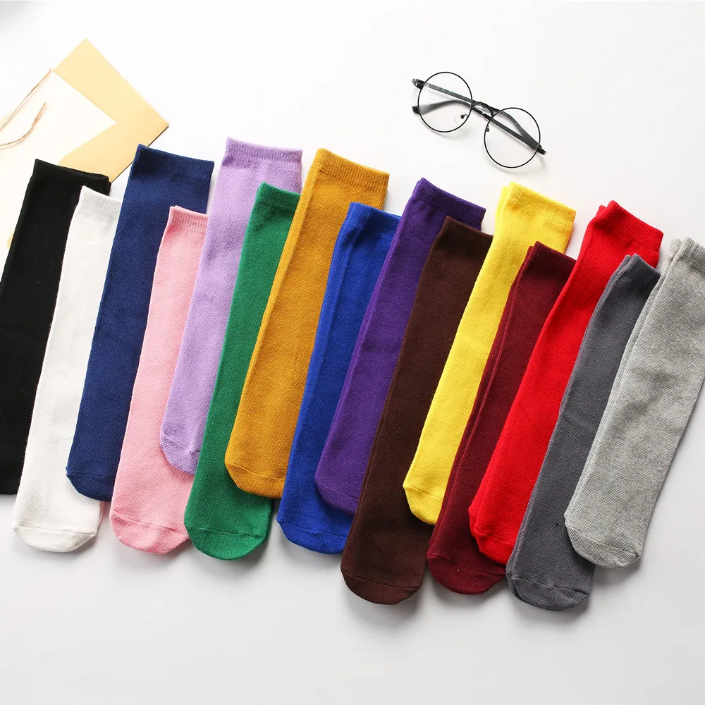 Korea Style Harajuku Candy Cotton Socks Women Cute Short Ankle Socks Yellow Blue Purple Green Red Black Socks For Girls Gift