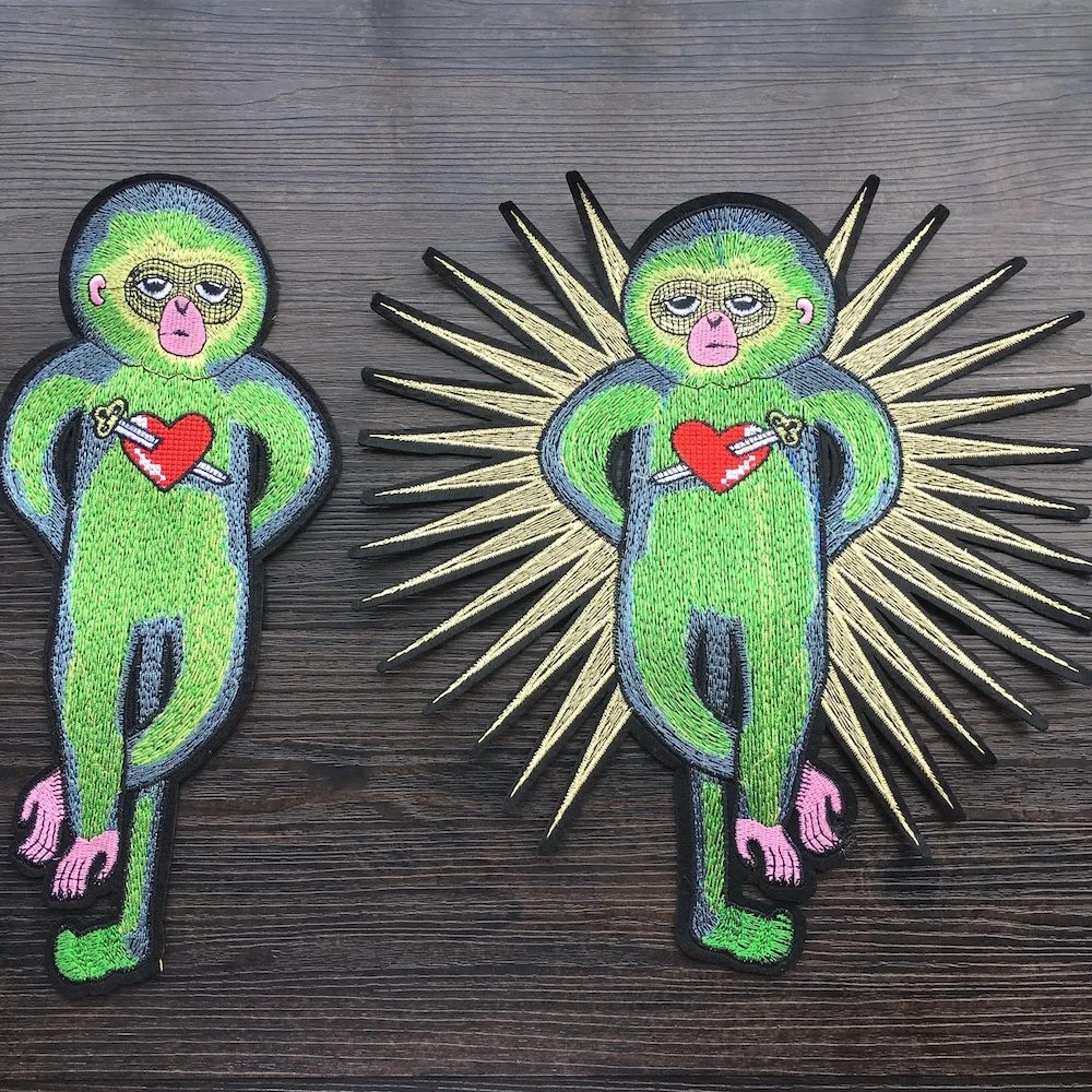 

1Piece Fashion Cool Green Monkey Patch Applique Badge Clothes Patch, Iron on Patches for Clothes LSHB628