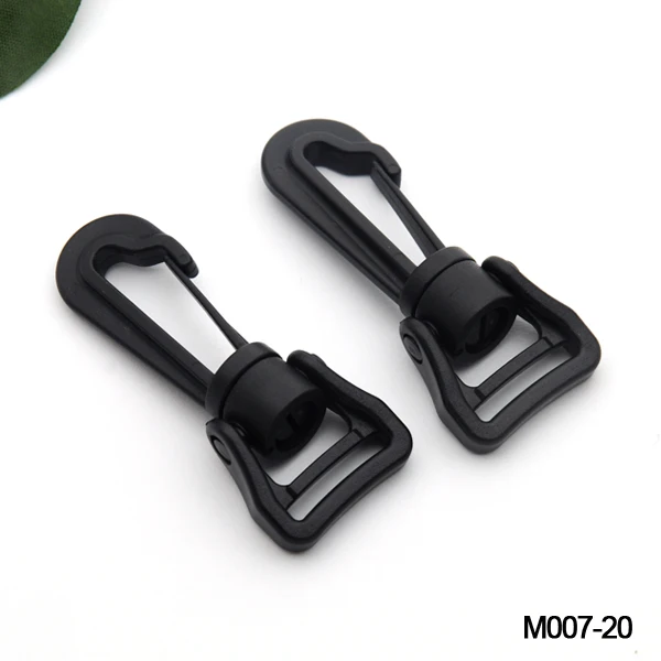 

30pcs/lot HLD/M007-20mm black plastic spring snap clip hooks carabiner paracord strap hooks rotary hooks swivel snap hook