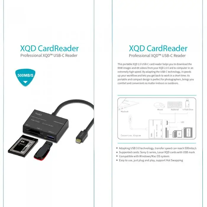 USB 3,0 Тип C USB для SD XQD кардридер адаптер кабель камера кардридер @ JH