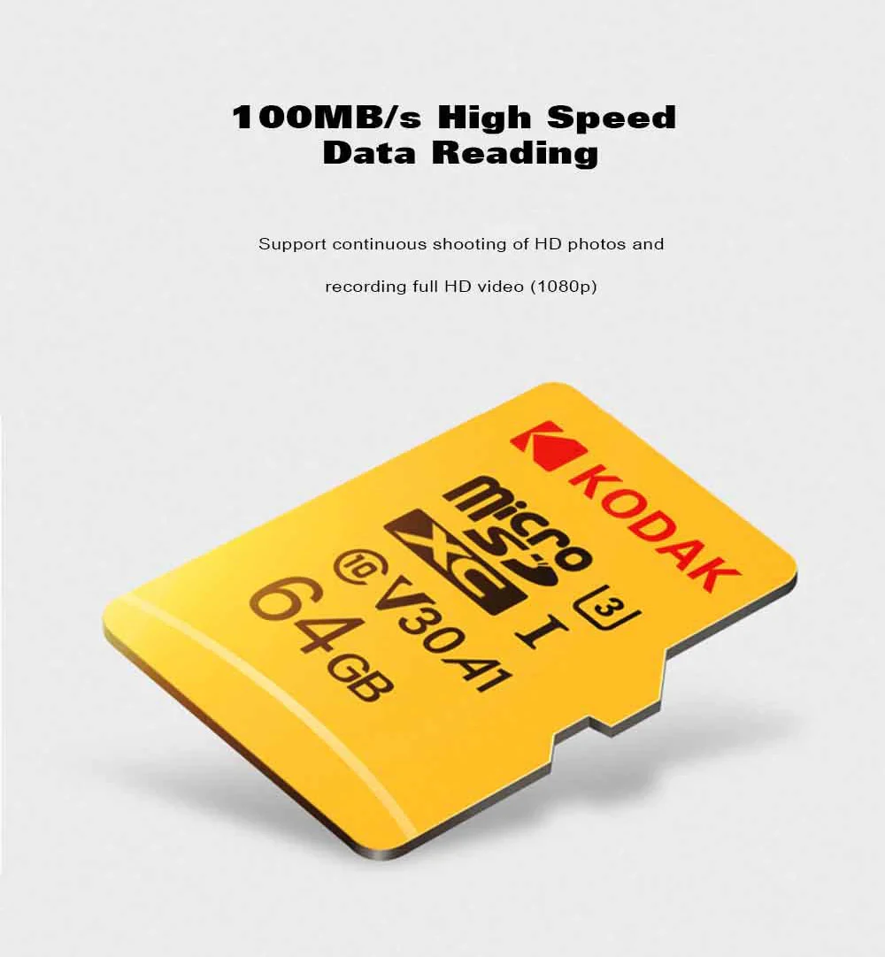 KODAK U3 высокоскоростная Micro SD карта 512 ГБ 128 Гб 64 ГБ 32 ГБ 4K флэш-карта памяти TF/SD карта Micro SD класс 10 карта памяти