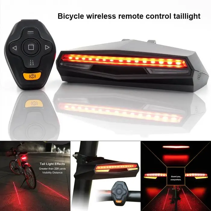 Cheap 2019 Bicycle Bike Rear LED Tail Light Wireless Remote Control Turn Signals Safety Warning Light BB55 0