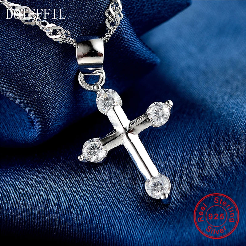 Женское ожерелье из серебра 925 пробы с крестом циркония ААА|cross pendant necklace|women