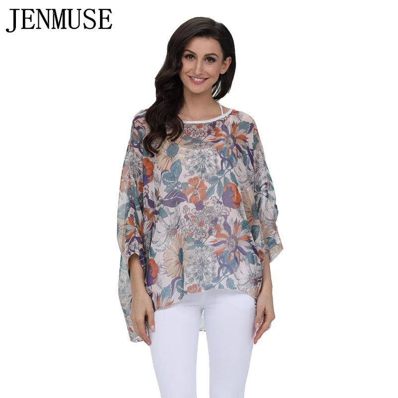 Женская блузка с открытыми плечами Jenmuse 4XL 5XL 6XL Летняя Повседневная шифоновая