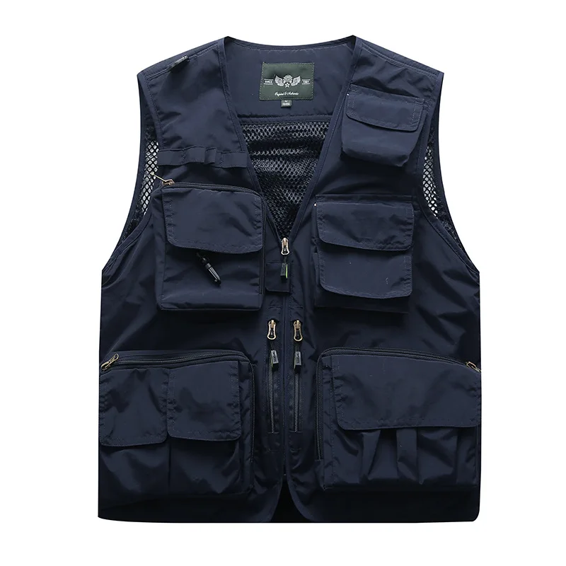 Spring Summer Men Net Vests With Multi Pocket Sleeveless Military
