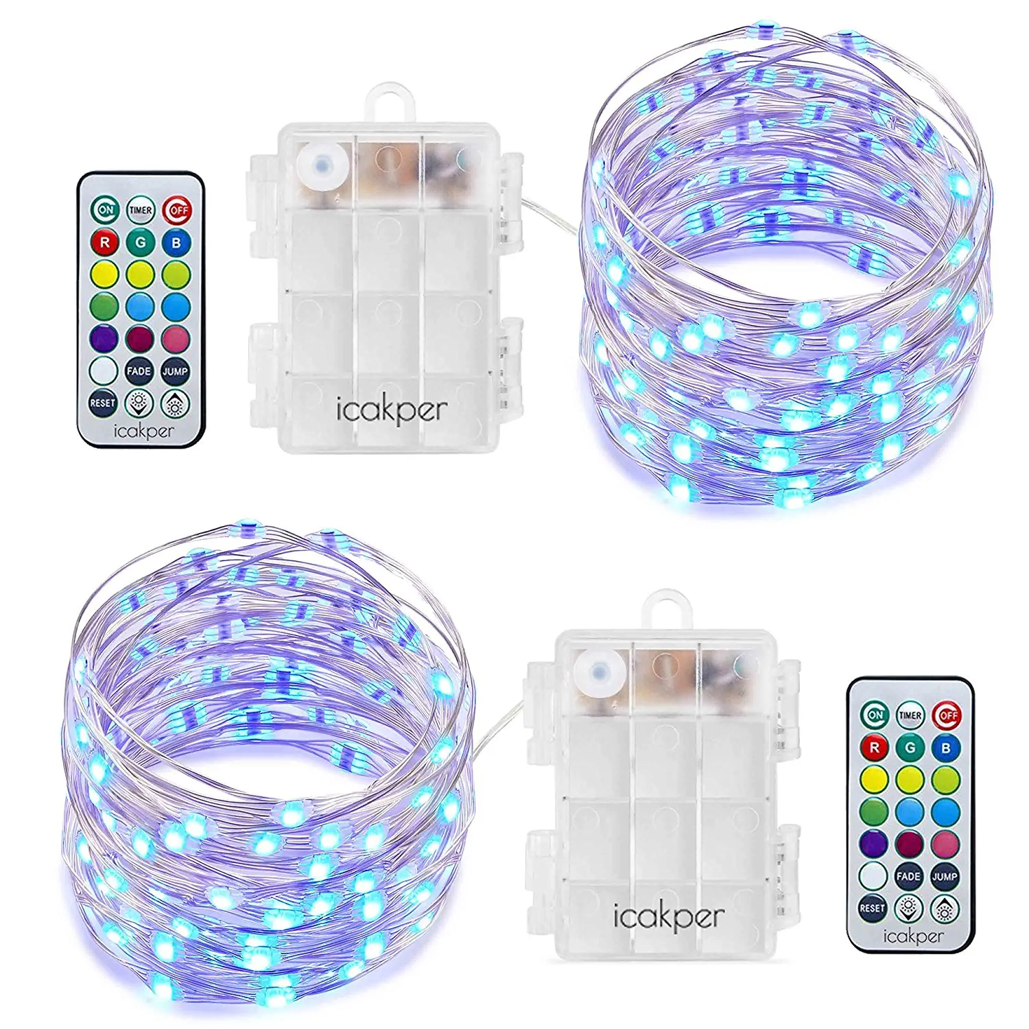 

2Pcs Indoor String Lights Multicolor Changing String Lights with Remote Control Waterproof 50LED 16ft Decorative Fairy Lights
