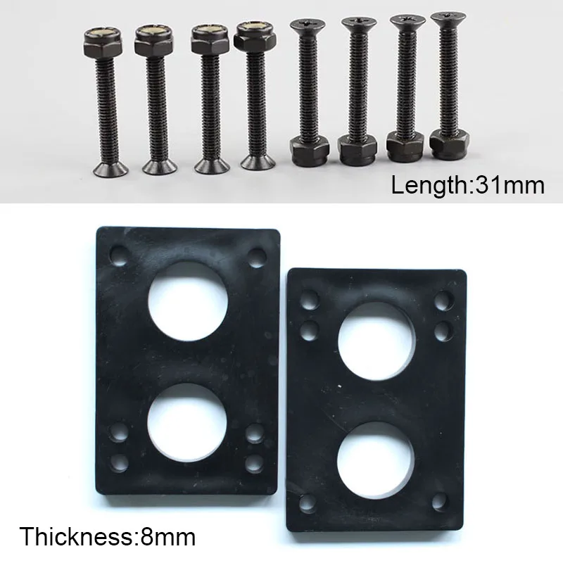 

2PCS/lot 8mm Skateboard Long-board Shock Proof Parts ABS Riser Pad with 8PC Mounting Screw Bolt
