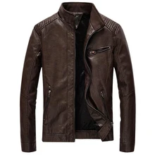 Leather Jacket Washed PU Faux Leather Coat Mens Thick Plus Size Bomber Jackets 5XL