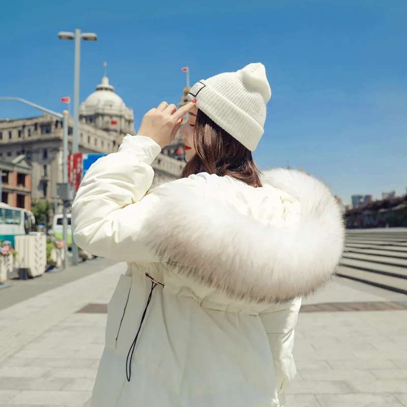Winter Parka Women's White Long Winter Coat Loose Hooded Cotton Coats Women Parkas Winter Jackets 2018 New LZ986 (1)