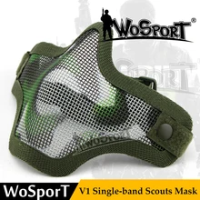 WoSporT V1 Scout один ремень Череп Половина из металла Сталь чистых safty тактический маска для Военная Униформа Косплэй страйкбол Пейнтбол CS Фейлд игры